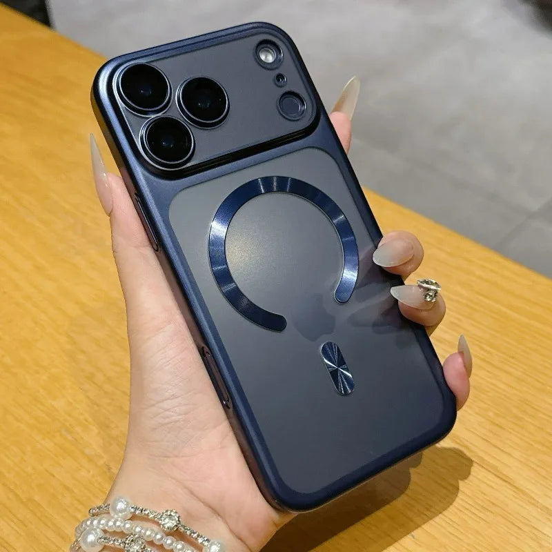 Stylish Wireless Charging Support Phone Case for Iphone 17 16 15 Pro Max With Built in Magnetic Ring Camera Lens Protector
