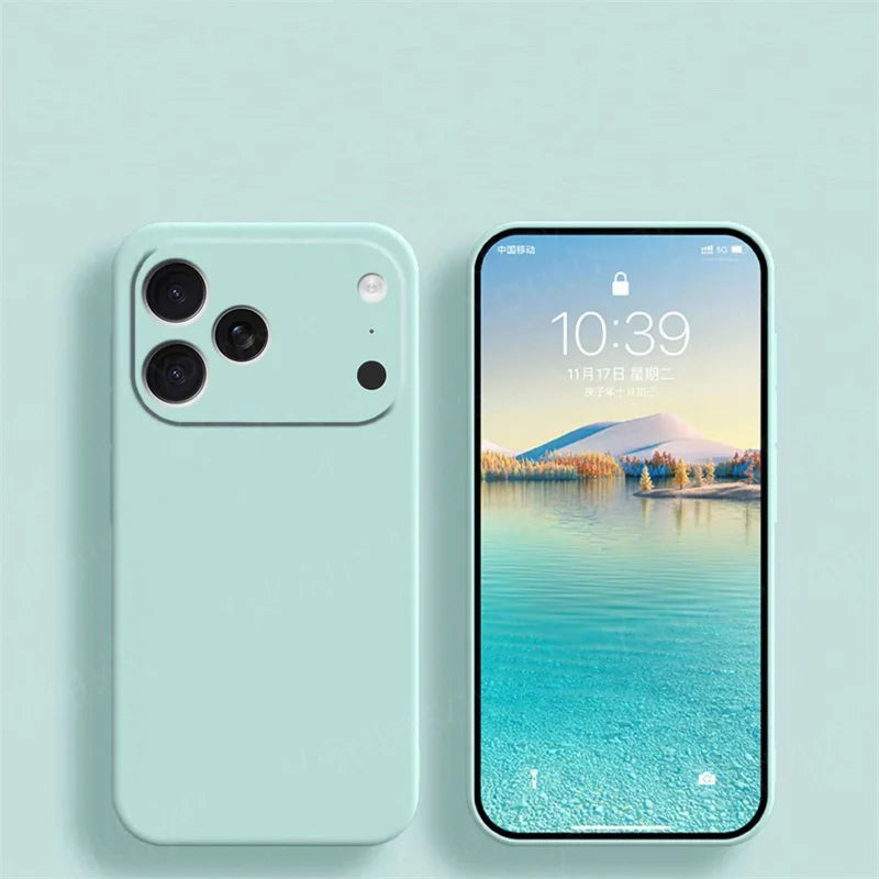 For iPhone 17 Pro Case iPhone 17 16 15 Pro Max Cover Coque Fundas Original Liquid Silicone Soft TPU Back Case iPhone 17 Pro Max