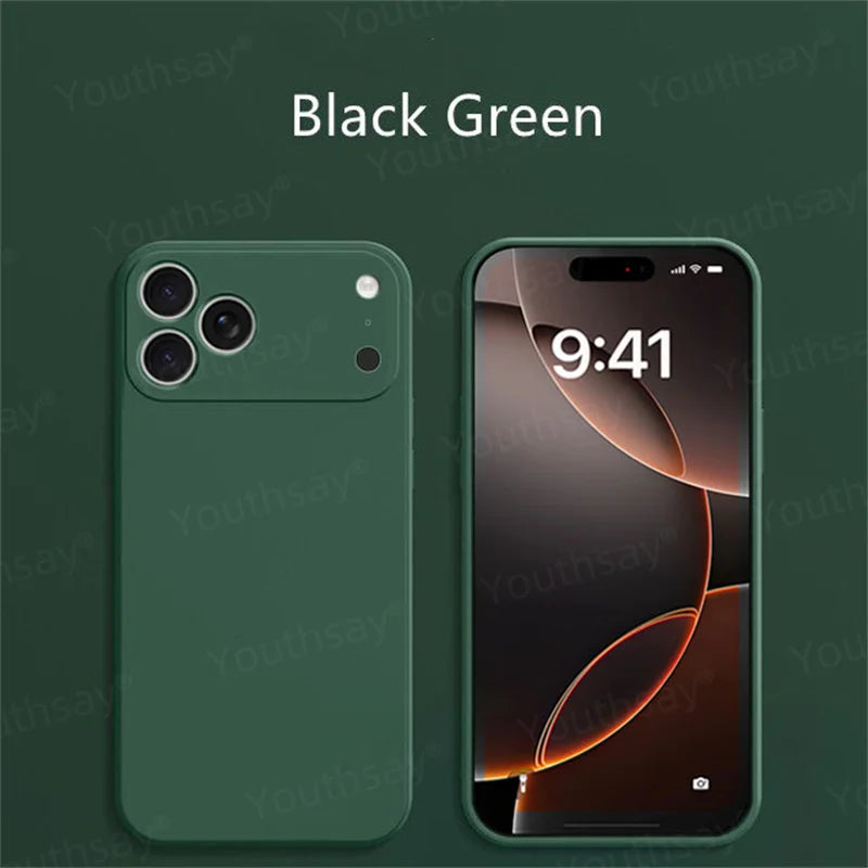 For iPhone 17 Pro Case iPhone 17 16 15 Pro Max Cover Coque Fundas Original Liquid Silicone Soft TPU Back Case iPhone 17 Pro Max