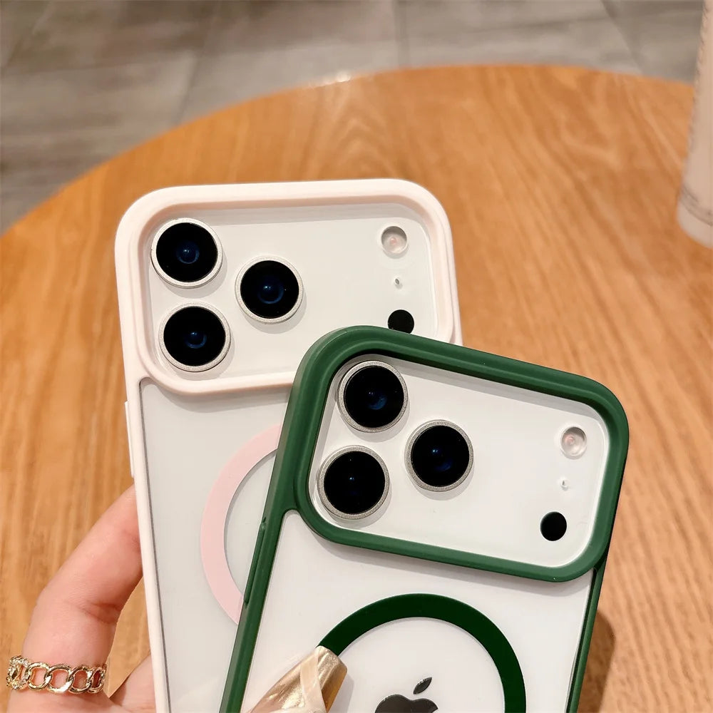 Luxury For Magsafe Magnetic Wireless Charge Case For iPhone 17Air 11 12 13 14 15 16 17 Pro Max Plus Transparent Hard Back Cover
