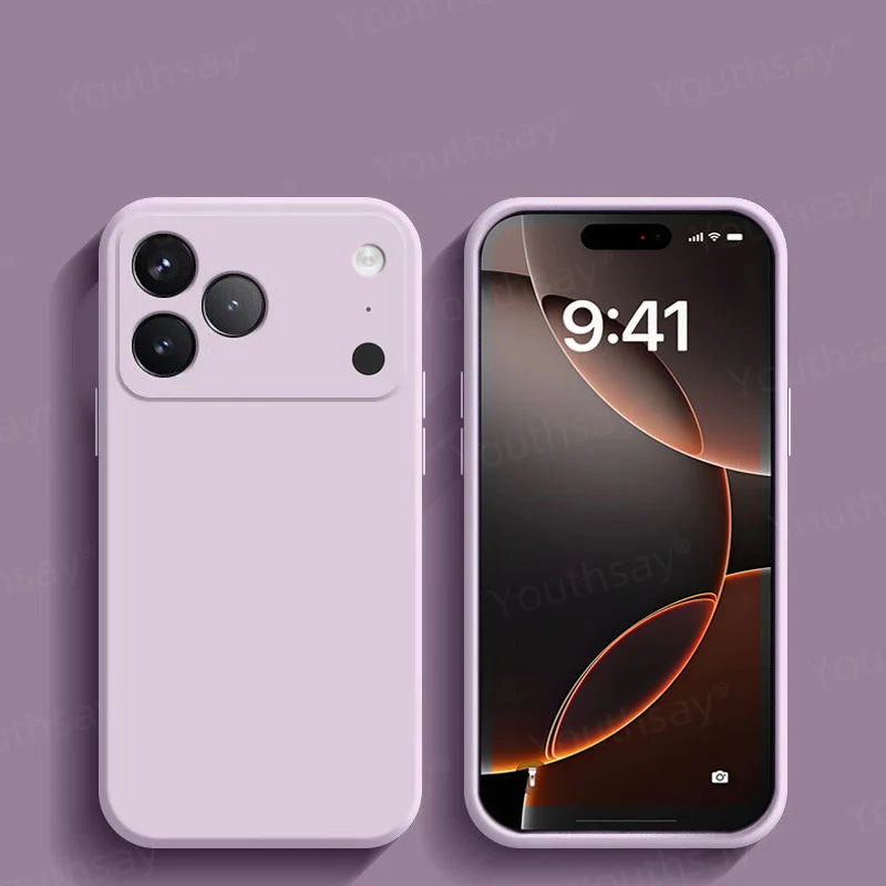 For iPhone 17 Pro Case iPhone 17 16 15 Pro Max Cover Coque Fundas Original Liquid Silicone Soft TPU Back Case iPhone 17 Pro Max