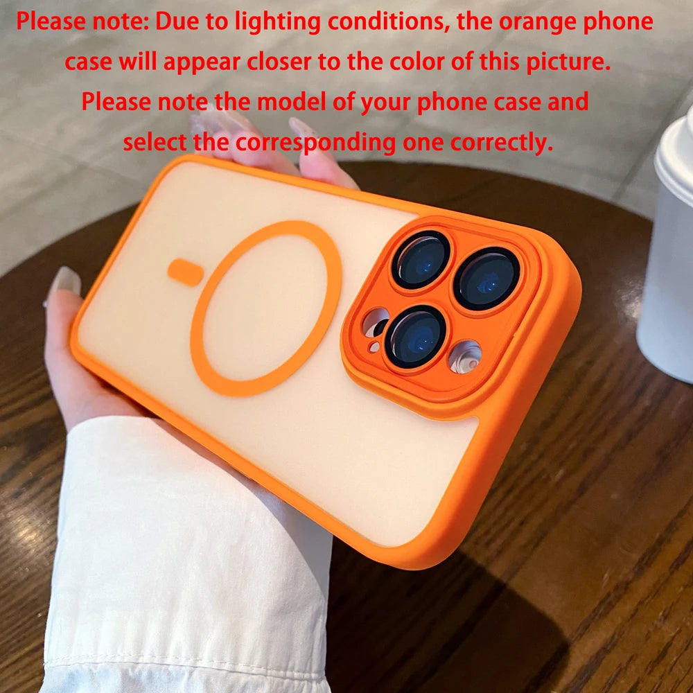 Magnetic Luxury Matte Translucent Shockproof Phone Case for IPhone 17 Air 16 15 14 Plus 13 12 11 Pro Max for Magsafe Back Cover